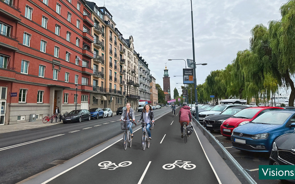 Den bredare cykelbanan gör det möjligt att cykla i bredd utan att störa mötande cyklister.